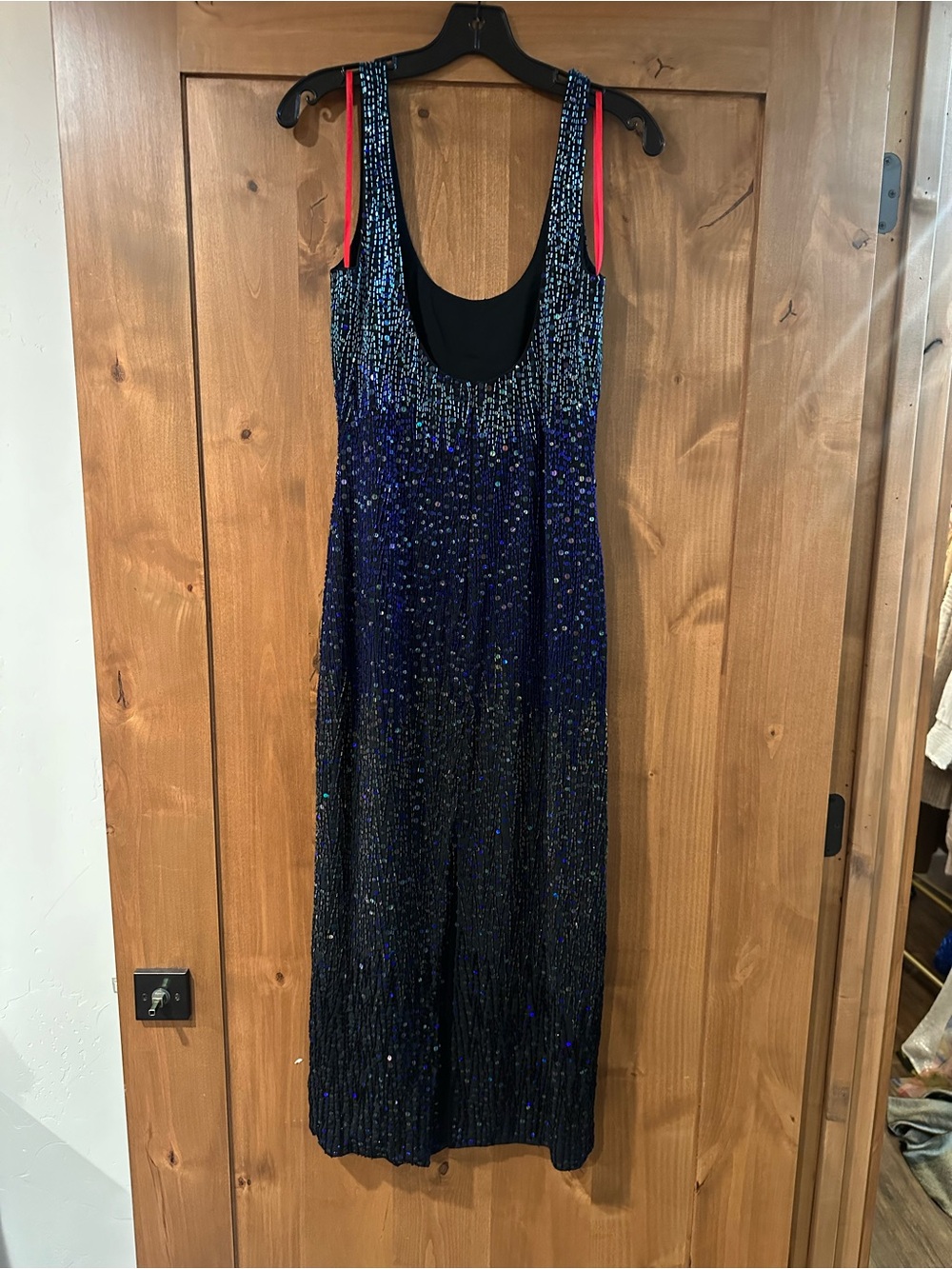 Halston Anastasia Iridescent Blue-Purple Sequin Beaded Maxi Dress - Picture 5 of 6